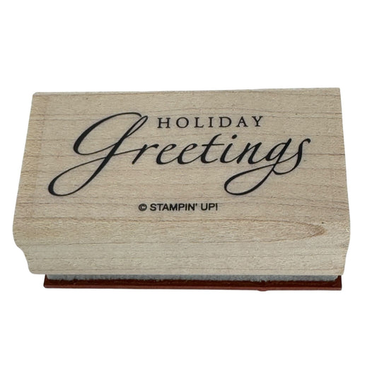 Stampin Up Rubber Stamp Holiday Greetings Card Making Words Cursive Christmas