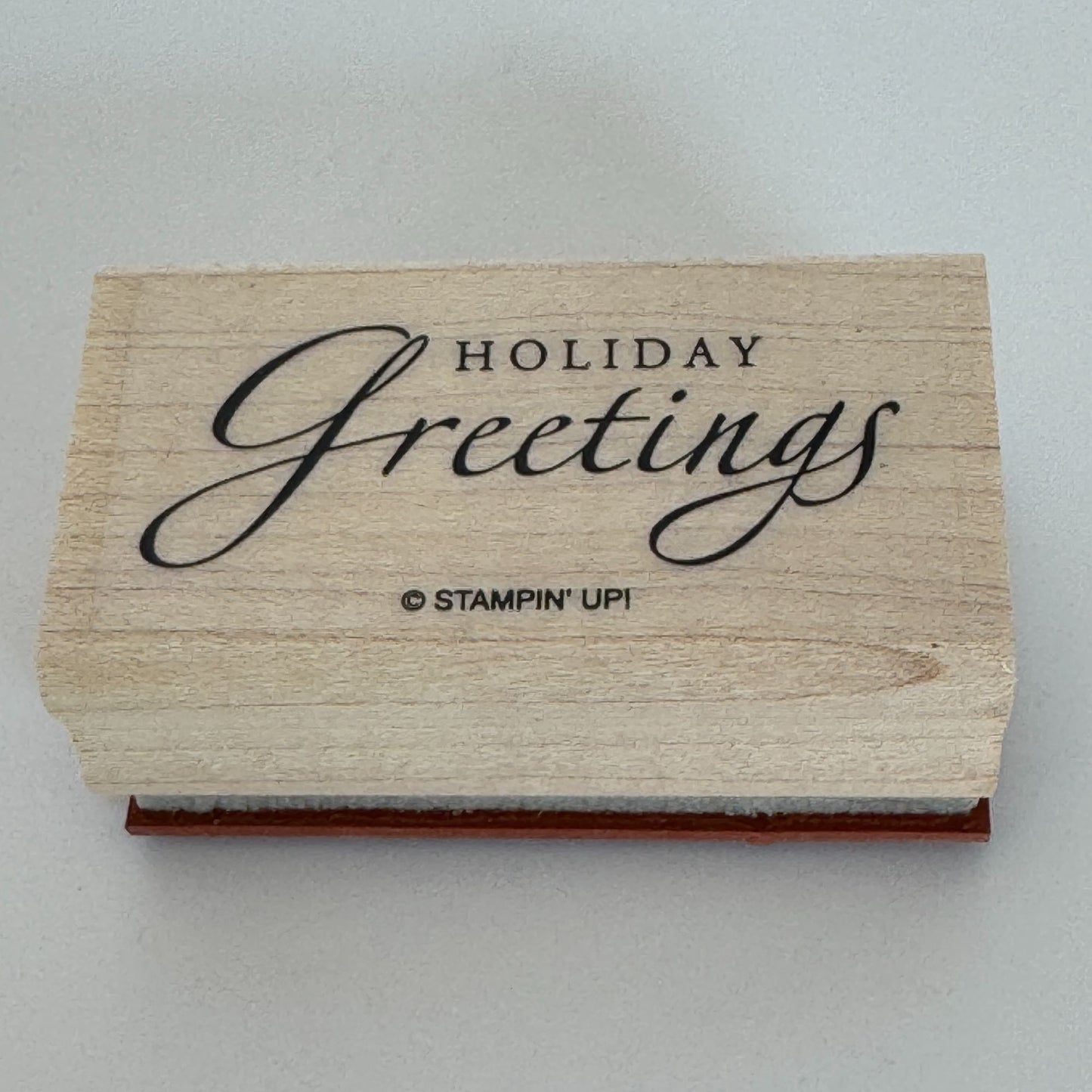 Stampin Up Rubber Stamp Holiday Greetings Card Making Words Cursive Christmas