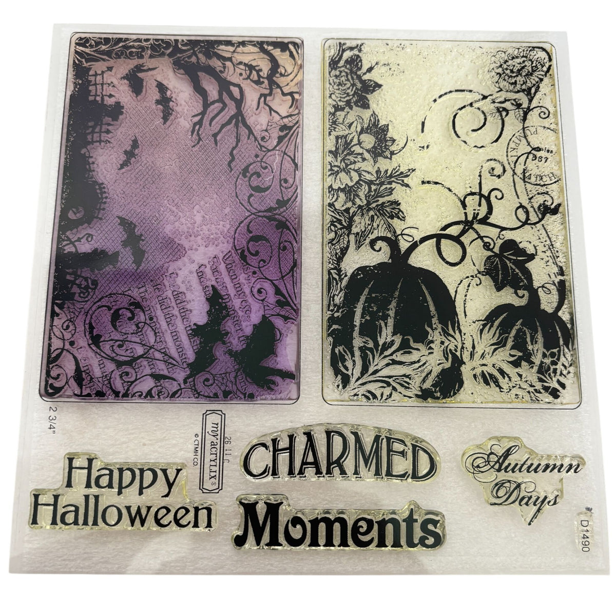 CTMH Acrylic Stamps My Acrylix Halloween Backdrop Charmed Moments Pumpkin D1490 Autumn Days