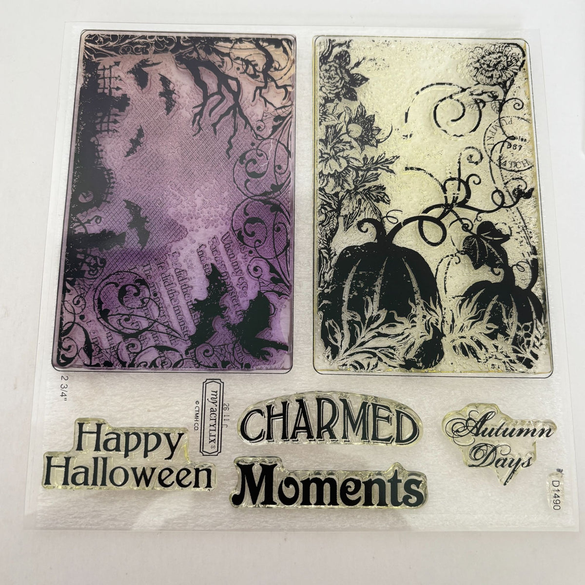 CTMH Acrylic Stamps My Acrylix Halloween Backdrop Charmed Moments Pumpkin D1490 Autumn Days