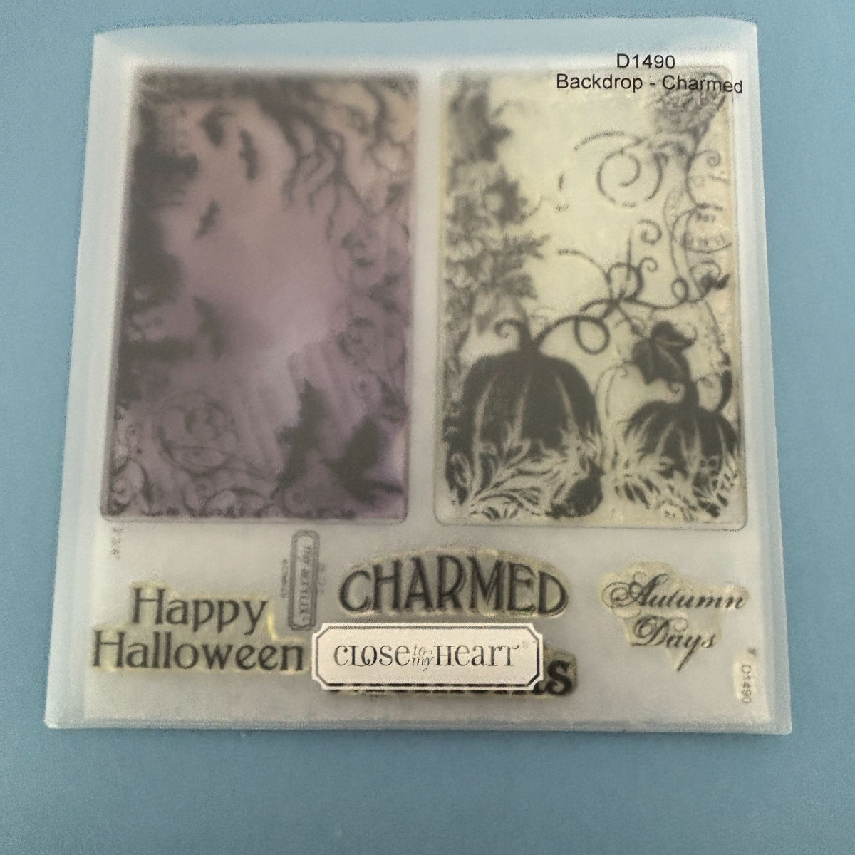 CTMH Acrylic Stamps My Acrylix Halloween Backdrop Charmed Moments Pumpkin D1490 Autumn Days