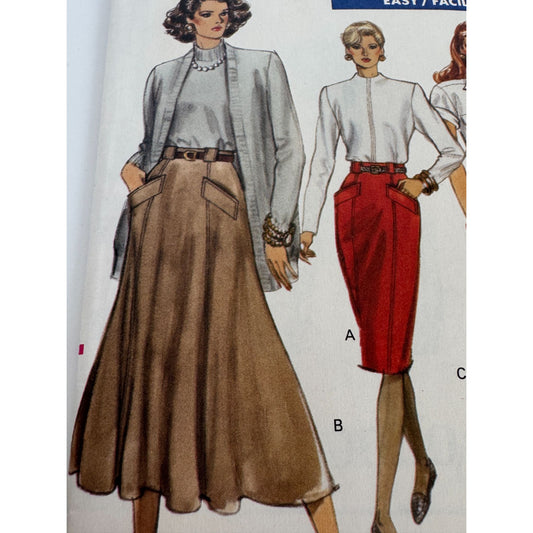 Vogue Sewing Pattern 7566 Skirt Easy Flared or Tapered 12-16 1980s Vintage Uncut