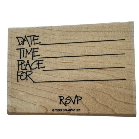 Stampin Up Wooden Rubber Stamp RSVP for Events Party Invitations Card Making