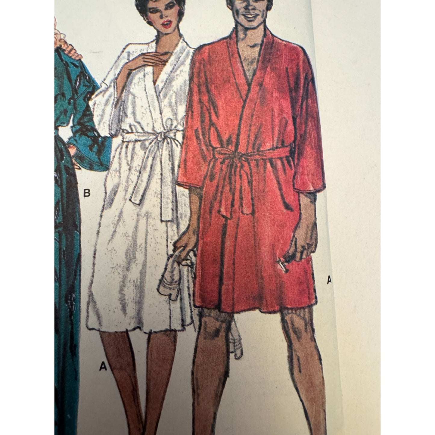 Vogue Sewing Pattern 8155 Robe Bathrobe Vintage 80s XL 20 22 Mens Misses Unisex Loungewear