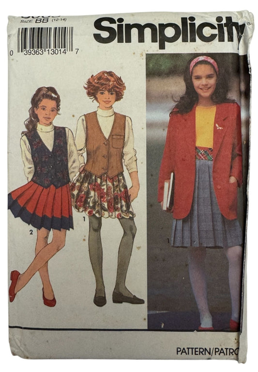 Simplicity Sewing Pattern 8005 Skirt Vet Jacket 90s Y2K Style Girls 12-14 Retro