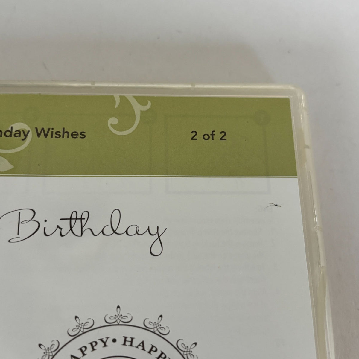 Stampin Up Rubber Cling Stamps Set Happiest Birthday Wishes Gift Tag Cardmaking Cake Sentiment