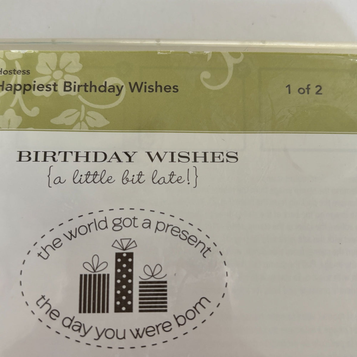 Stampin Up Rubber Cling Stamps Set Happiest Birthday Wishes Gift Tag Cardmaking Cake Sentiment
