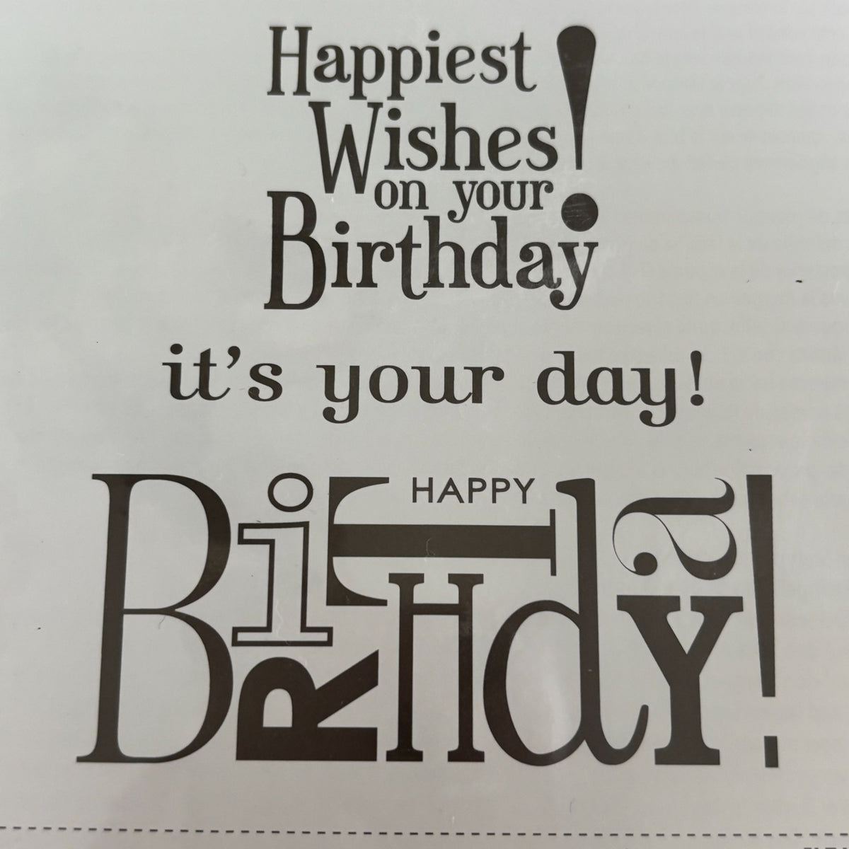 Stampin Up Rubber Cling Stamps Set Happiest Birthday Wishes Gift Tag Cardmaking Cake Sentiment