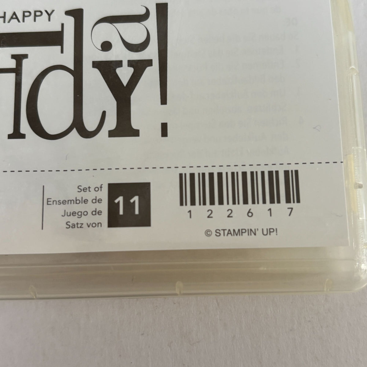 Stampin Up Rubber Cling Stamps Set Happiest Birthday Wishes Gift Tag Cardmaking Cake Sentiment