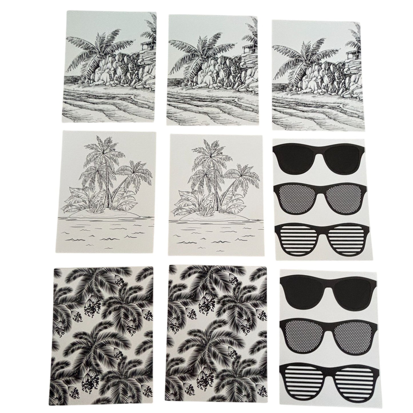 Beach Bum Card Panels Set Tropical Palm Beach Cardmaking A2 Size Foil Ready Summer