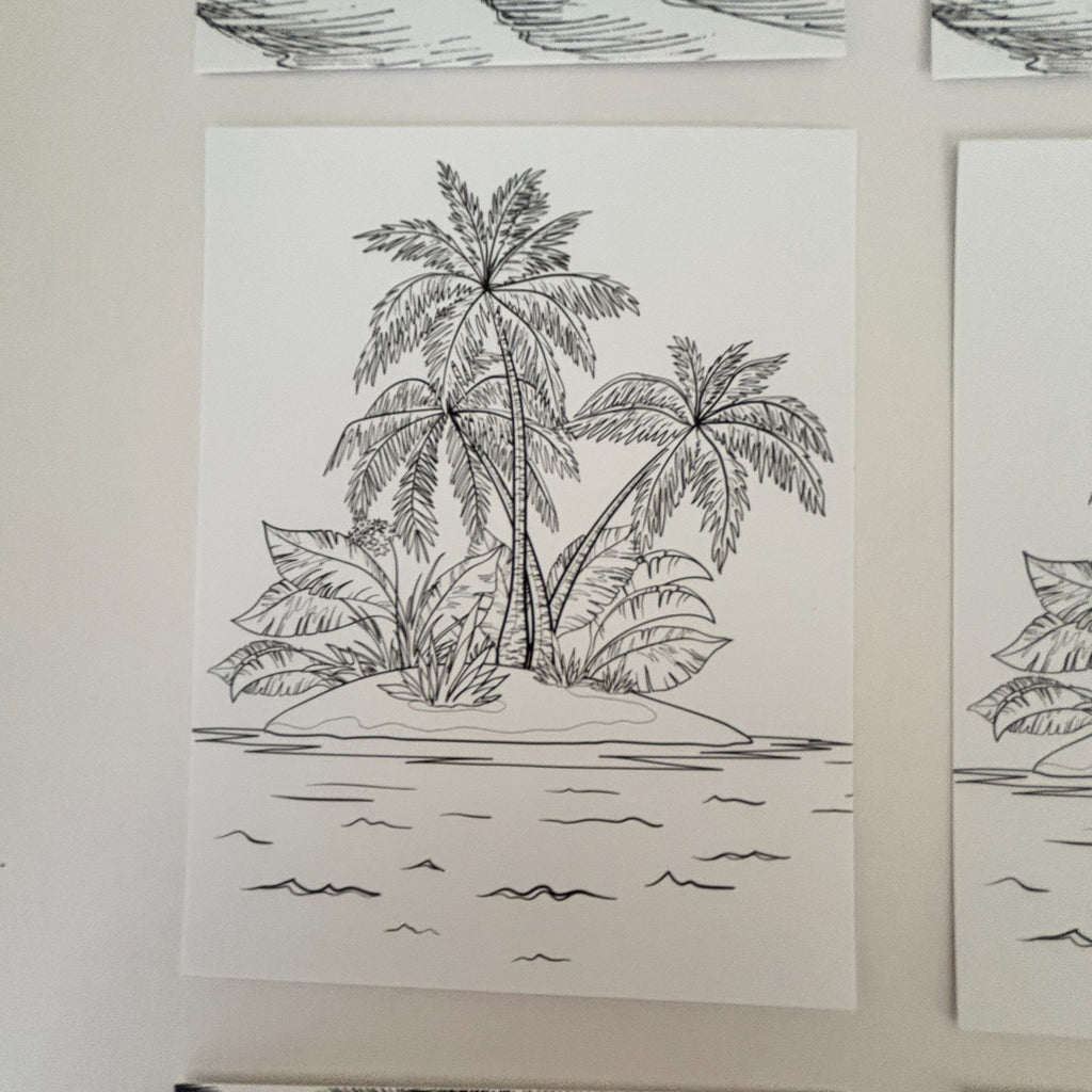 Beach Bum Card Panels Set Tropical Palm Beach Cardmaking A2 Size Foil Ready Summer