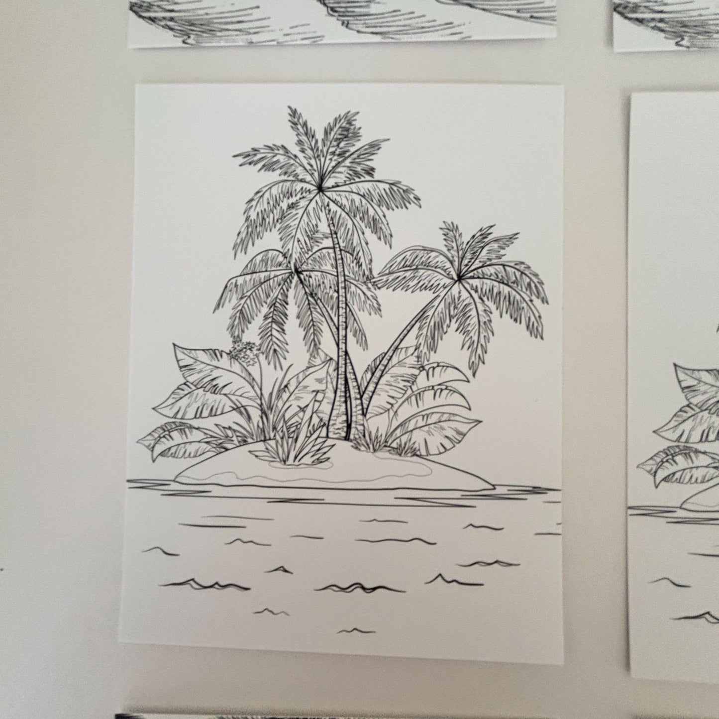 Beach Bum Card Panels Set Tropical Palm Beach Cardmaking A2 Size Foil Ready Summer