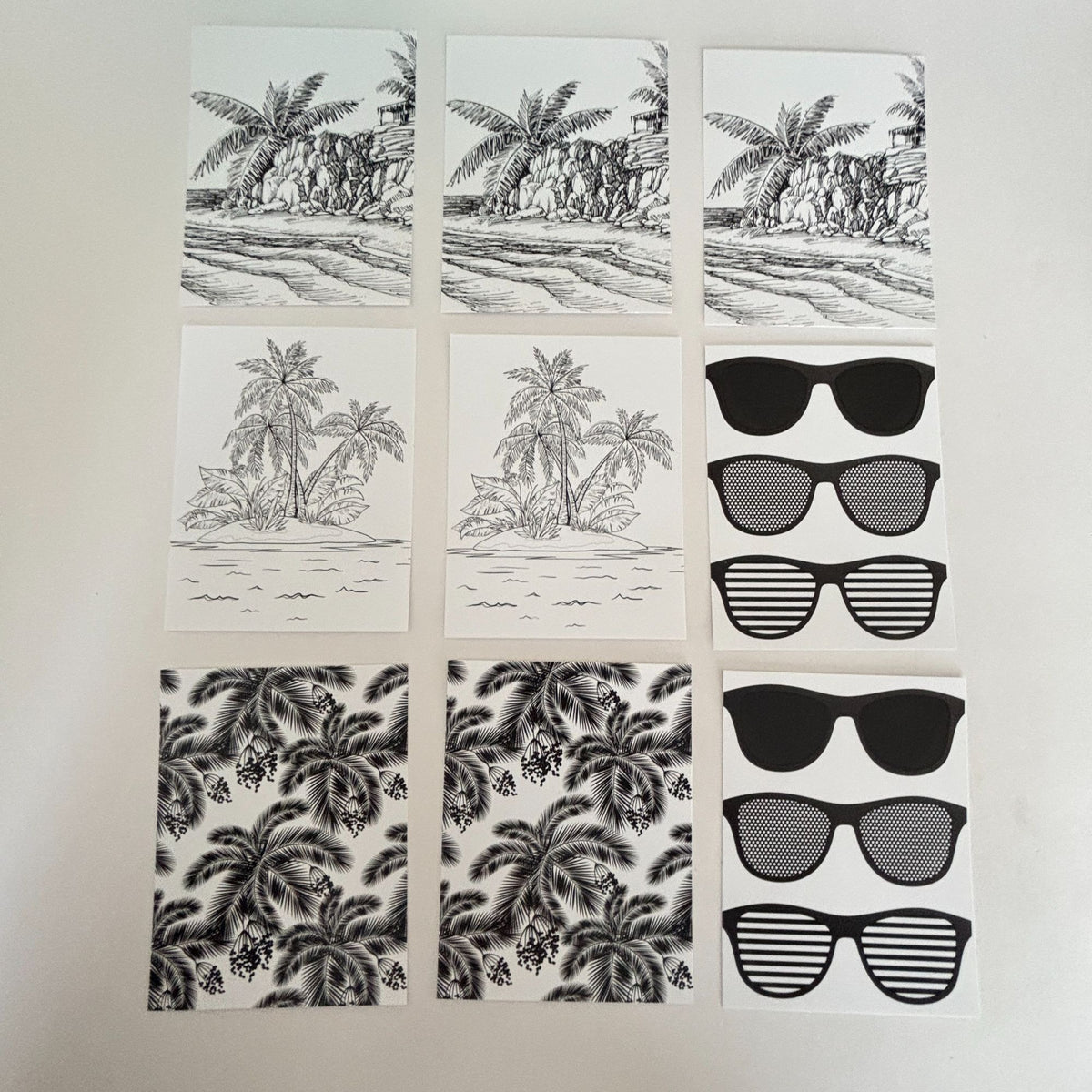 Beach Bum Card Panels Set Tropical Palm Beach Cardmaking A2 Size Foil Ready Summer