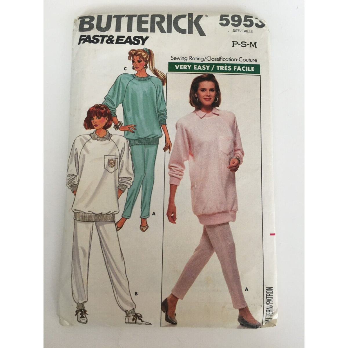 Butterick Sewing Pattern 5953 Misses Pullover Top Tapered Pants Comfort P S M UC