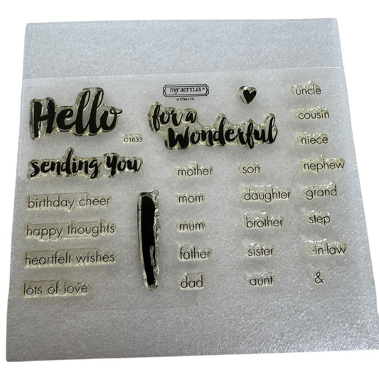 CTMH My Acrylix Acrylic Stamp Set For Family Relationships Mom Son Brother C1633