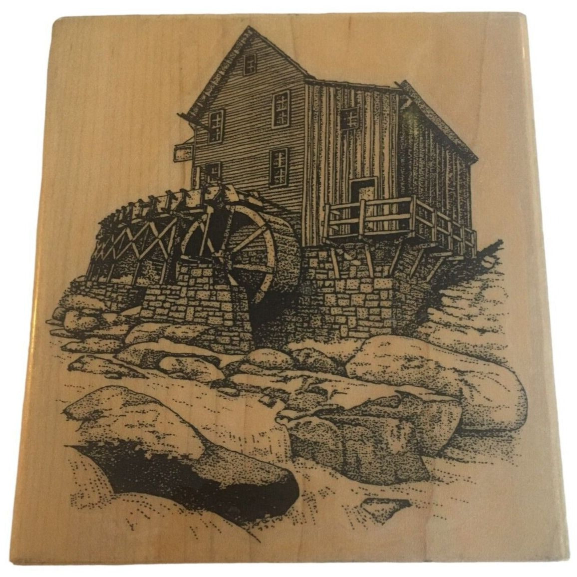 Stamp Cabana Rubber Stamp Country Water Mill Building History Landscape Scenic