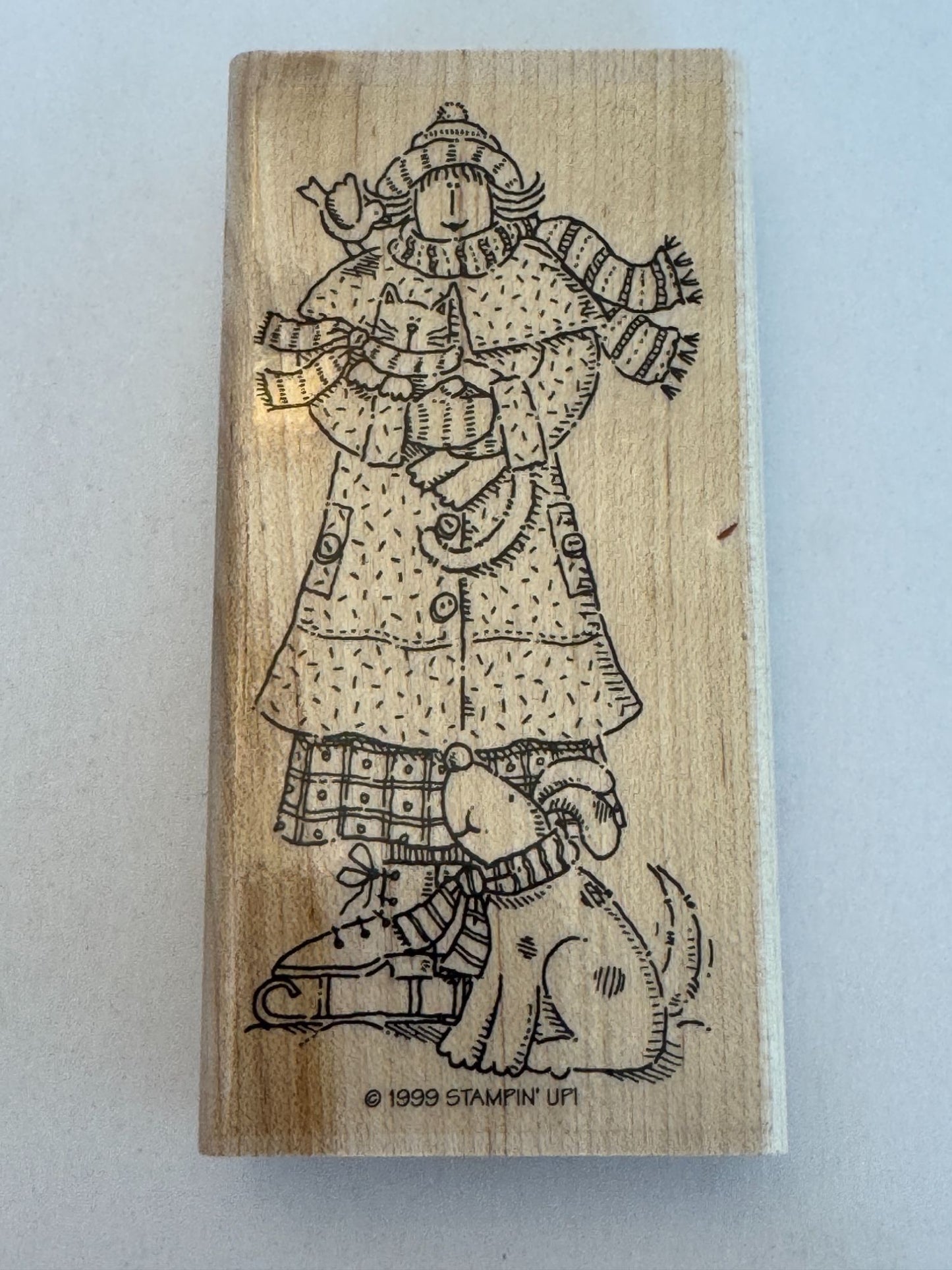 Stampin Up Rubber Stamp Set Winter Wilma Dog Cat Coffee Cocoa Snow Marshmallow