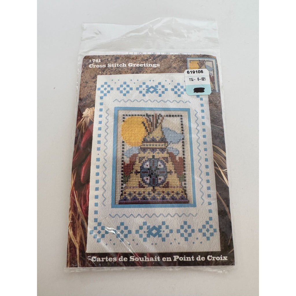 Design Works Crafts Cross Stitch Kit Southwestern Teepee Tent Greeting Card 741