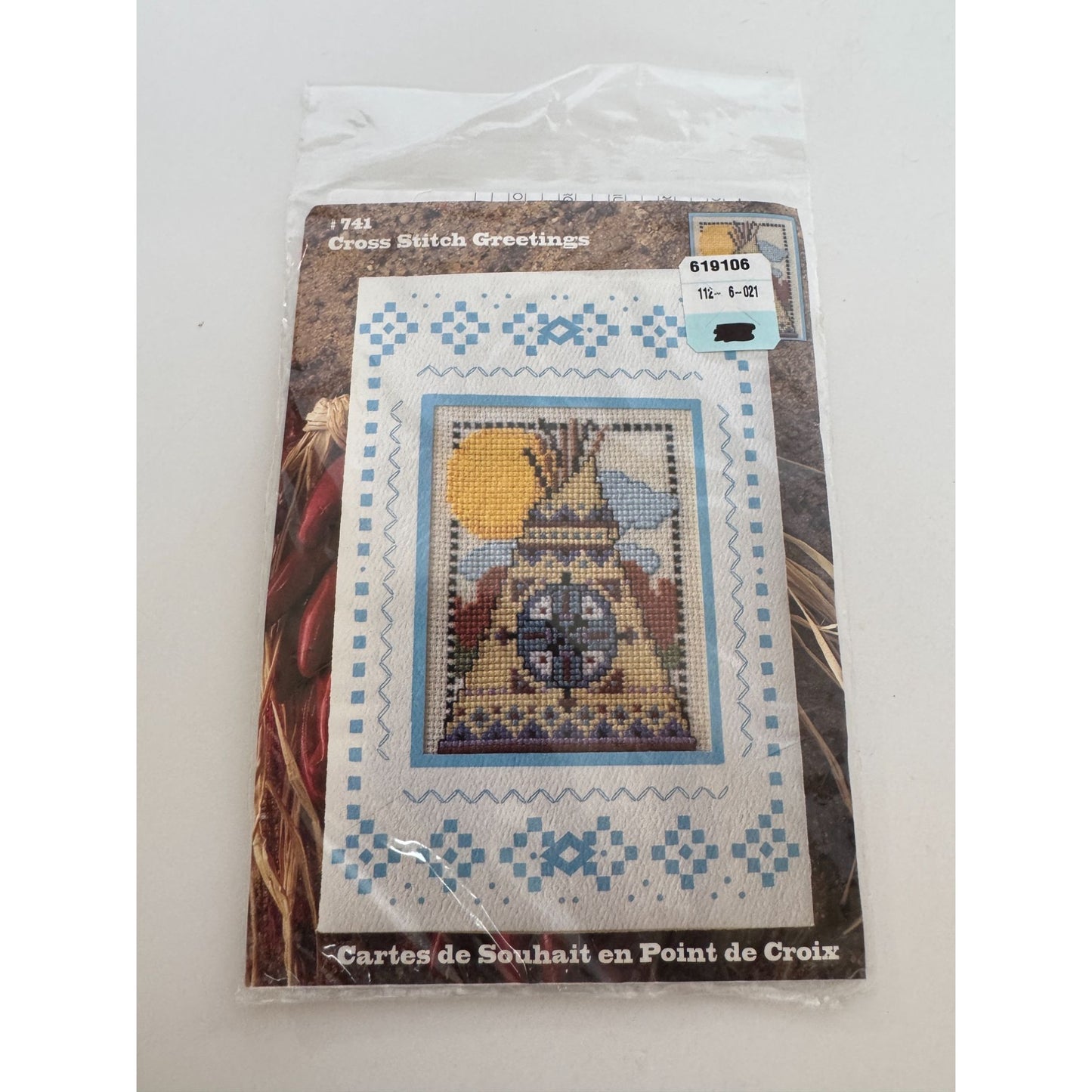 Design Works Crafts Cross Stitch Kit Southwestern Teepee Tent Greeting Card 741