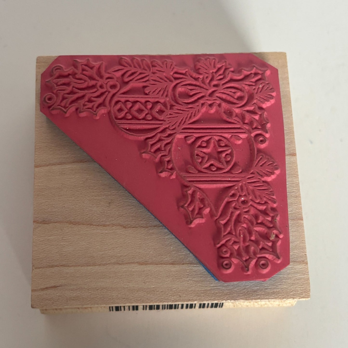 Inkadinkado Rubber Stamp Christmas Ornament Corner Holly Berries Berry Holidays