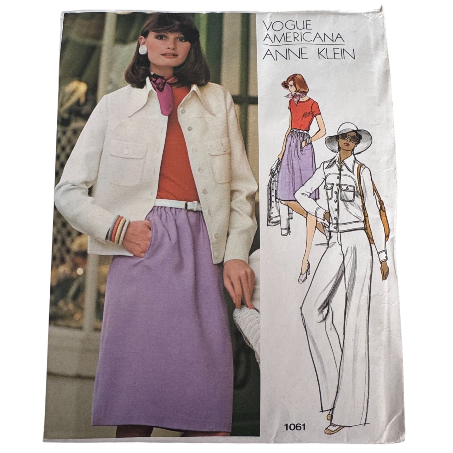 Vogue Sewing Pattern 1061 Anne Klein Jacket Skirt Pants Bodysuit 12 Uncut Designer 1970s