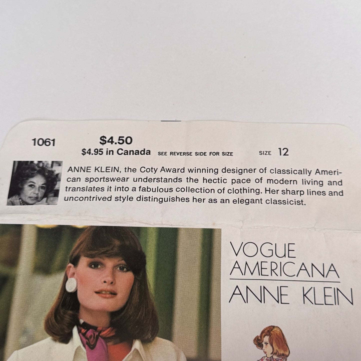 Vogue Sewing Pattern 1061 Anne Klein Jacket Skirt Pants Bodysuit 12 Uncut Designer 1970s