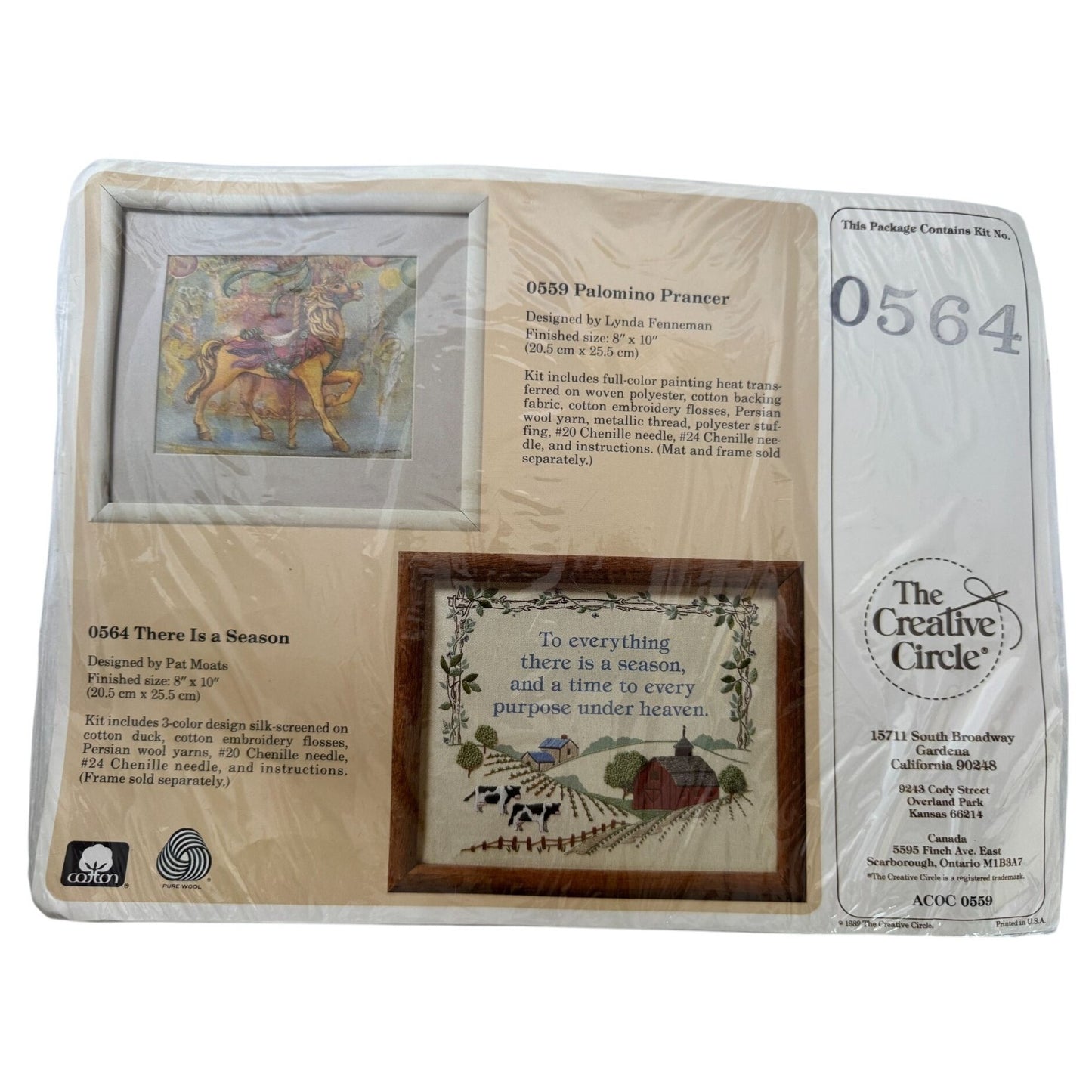 Creative Circle Crewel Embroidery Kit Needlecraft There is a Season Farm Scene