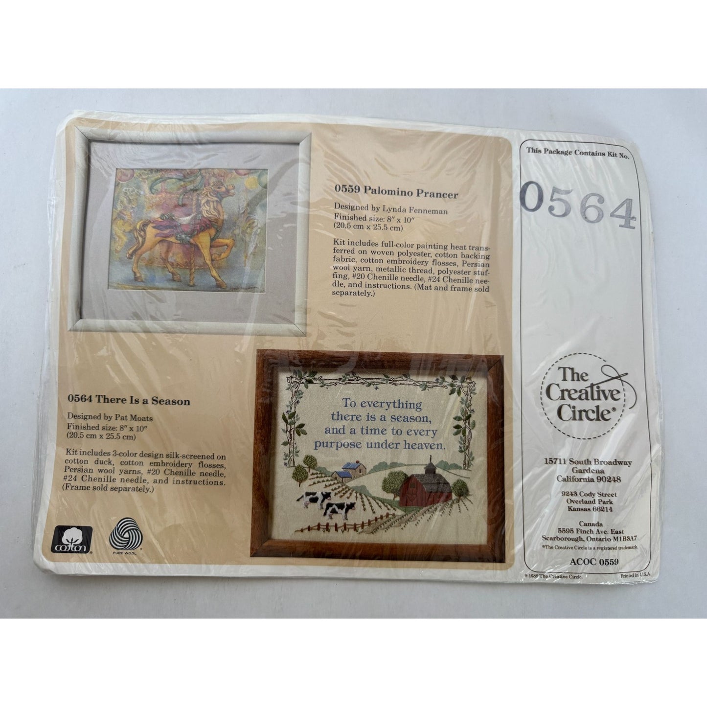 Creative Circle Crewel Embroidery Kit Needlecraft There is a Season Farm Scene