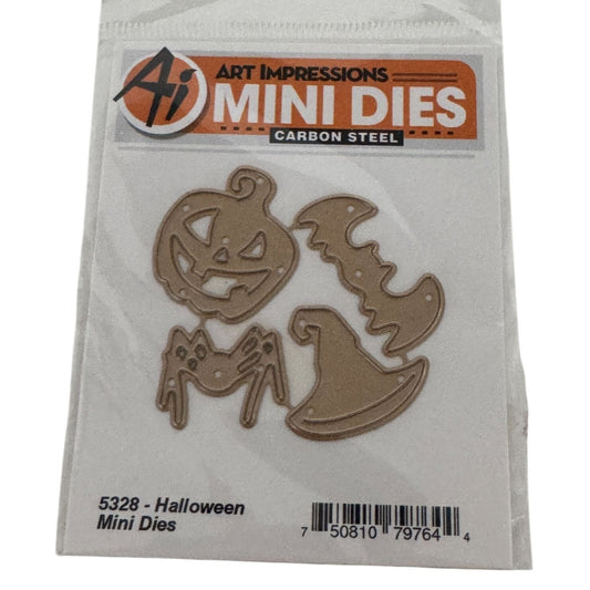 Art Impressions Halloween Mini Dies Pumpkin Bat Witch Hat Spider Cardmaking Paper Crafting