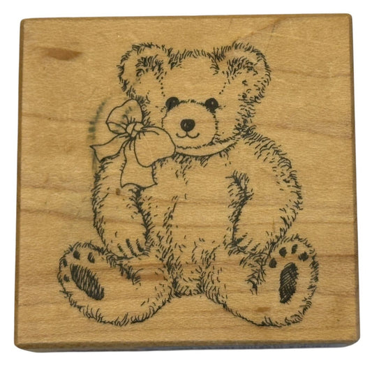 PSX Rubber Stamp Bow Bear Teddy Stuffed Animal Smile Toy Card Making E610