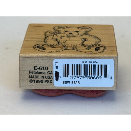 PSX Rubber Stamp Bow Bear Teddy Stuffed Animal Smile Toy Card Making E610