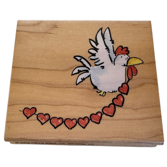 Penny Black Rubber Stamp Chain of Hearts Chicken Bird Margaret Sherry 2552J