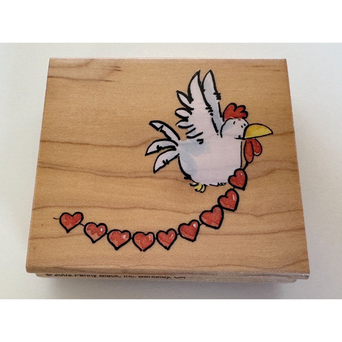 Penny Black Rubber Stamp Chain of Hearts Chicken Bird Margaret Sherry 2552J