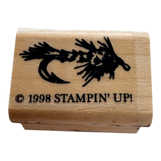 Stampin Up Rubber Stamp Fishing Hook Tackle Fathers Day Card Making Summer Lake