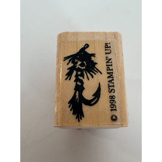 Stampin Up Rubber Stamp Fishing Hook Tackle Fathers Day Card Making Summer Lake