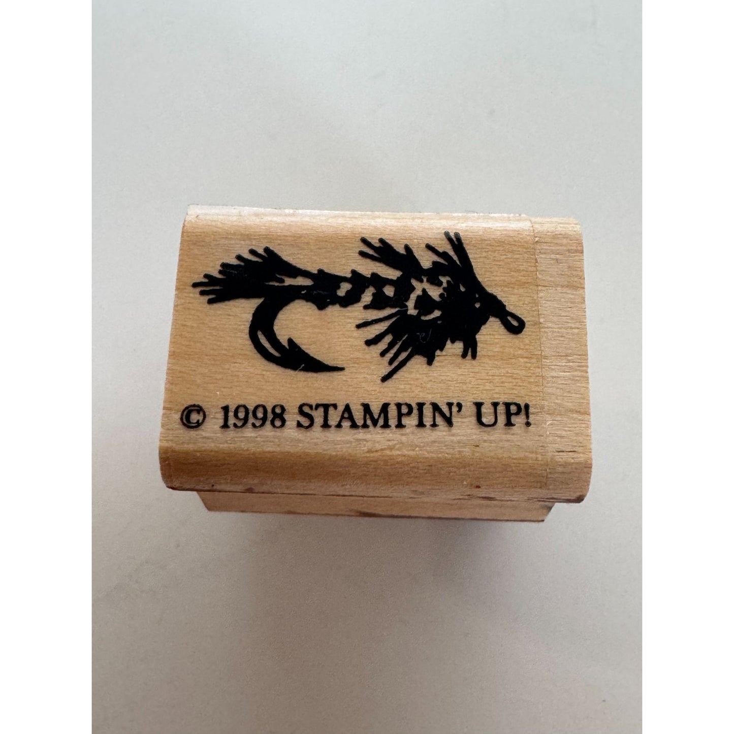 Stampin Up Rubber Stamp Fishing Hook Tackle Fathers Day Card Making Summer Lake