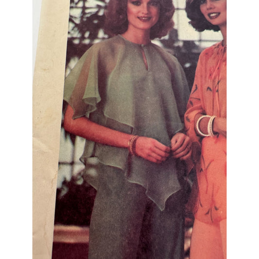 Butterick Sewing Pattern 5341Blouse Capelet and Butterfly Sleeves 1978 Large UC