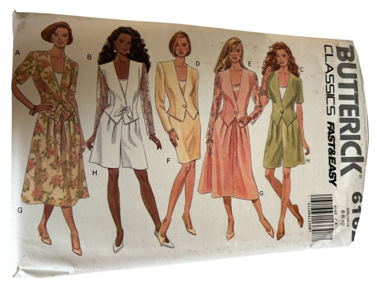 Butterick Sewing Pattern 6162 Career Skirt Suit Jacket Shorts Blazer UC 6 8 10