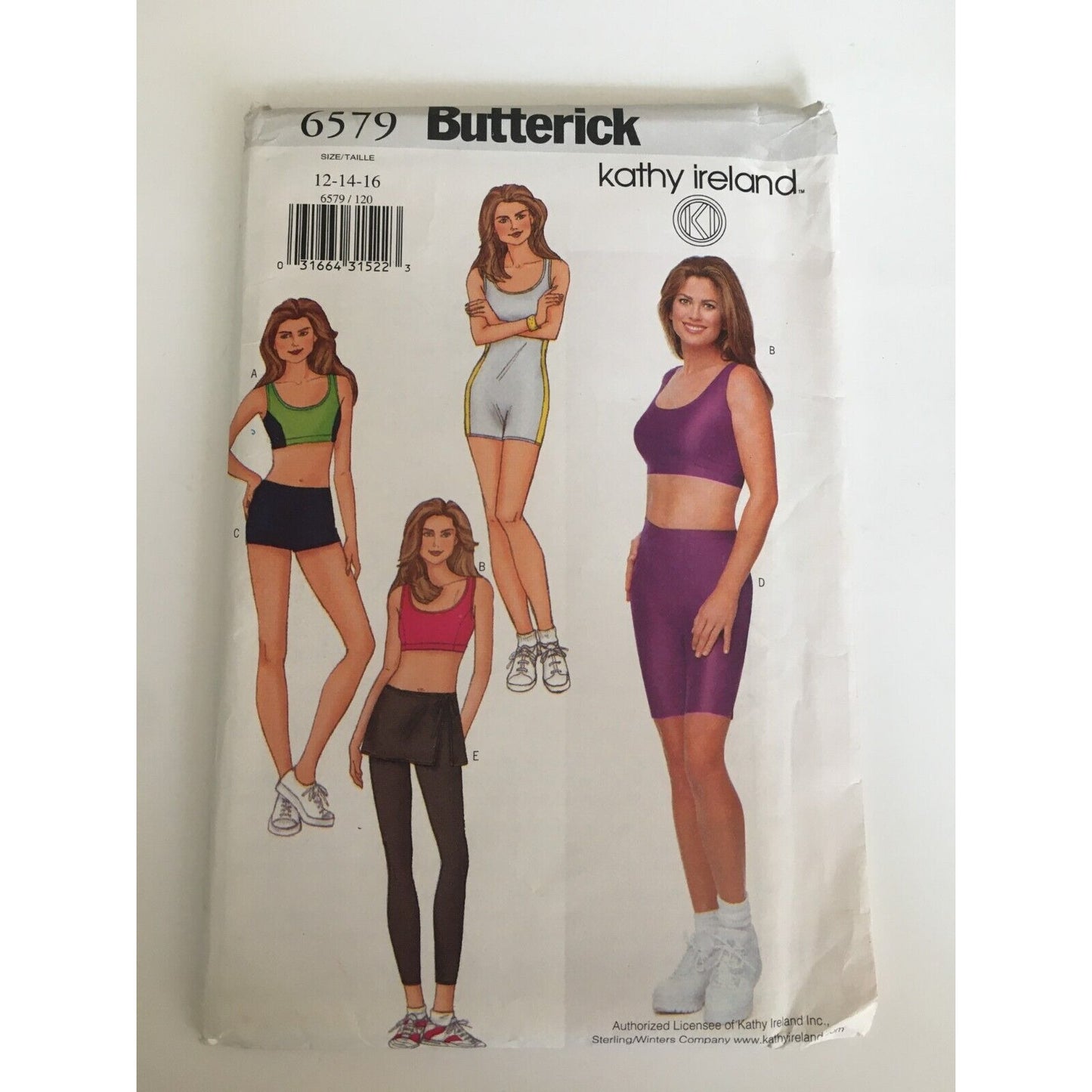 Butterick Sewing Pattern 6579 Kathy Ireland Unitard Top Skirt Shorts 12-16 Uncut