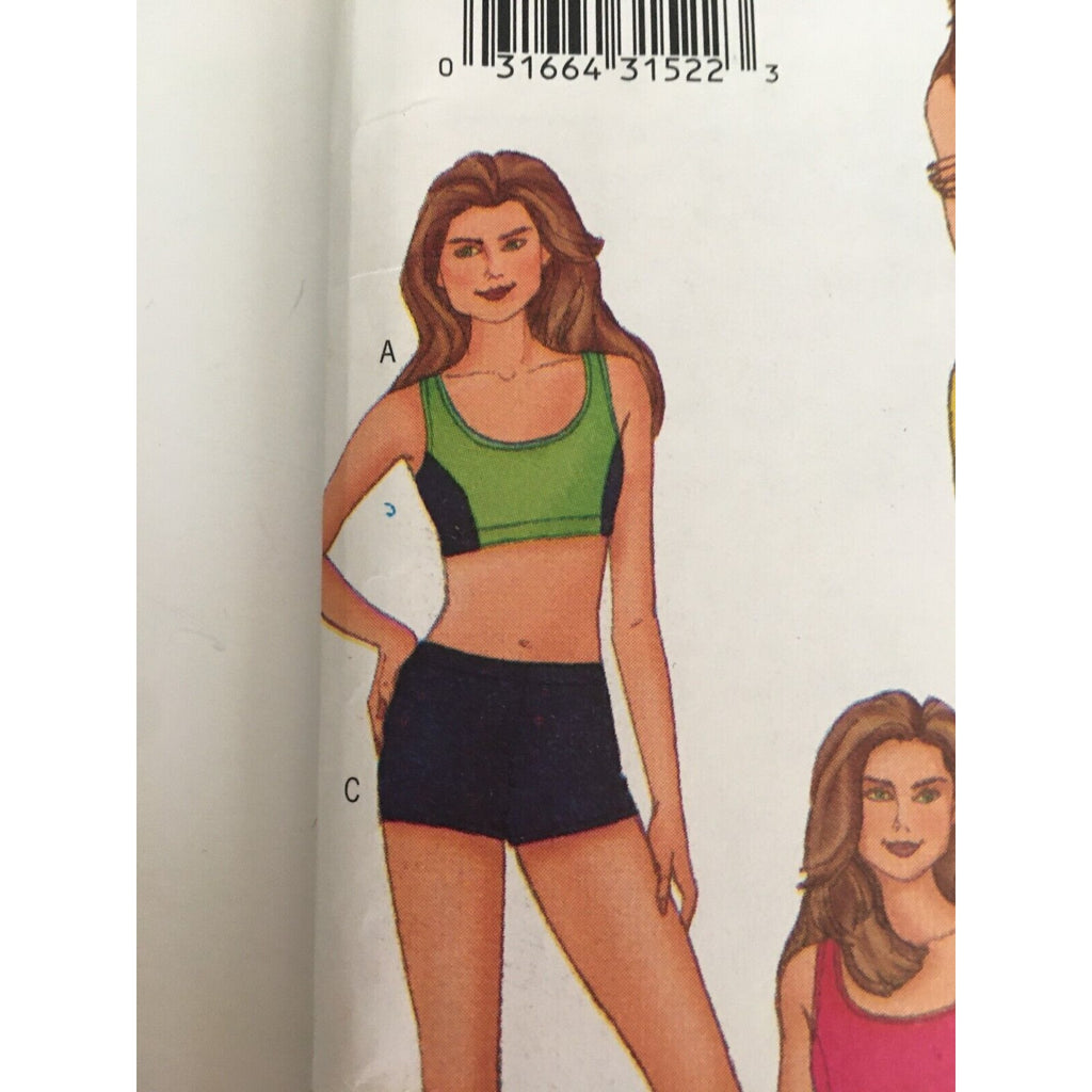 Butterick Sewing Pattern 6579 Kathy Ireland Unitard Top Skirt Shorts 12-16 Uncut