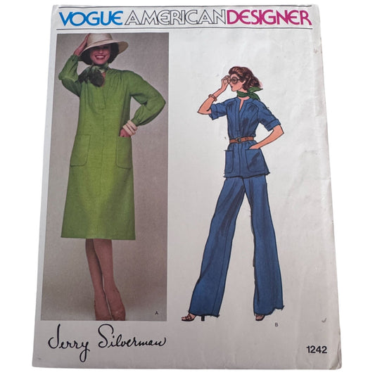 Vogue Sewing Pattern 1242 American Designer Jerry Silverman Dress Pants 10 Uncut 1970s Outfit