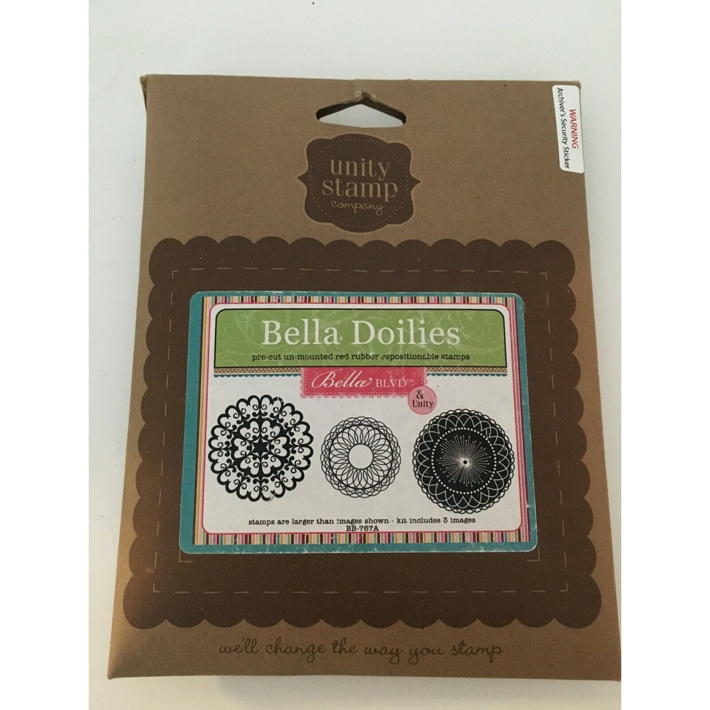 Unity Stamp Company Bella Doilies Red Rubber Repositionable Stamps Unmounted New