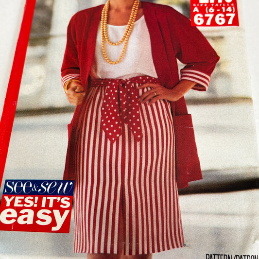 Butterick Sewing Pattern 6767 Suit Jacket Skirt Top Easy 90s Minimalist 6-14 UC