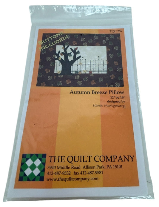Quilt Company Pillow Pattern Autumn Breeze 12 x 16" Kit Karen Montgomery Buttons