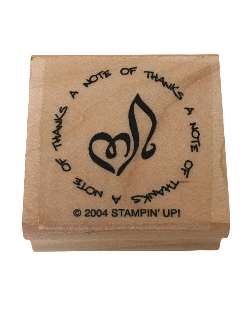 Stampin Up A Note of Thanks Rubber Stamp Music Heart Circle Card Making