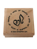 Stampin Up A Note of Thanks Rubber Stamp Music Heart Circle Card Making