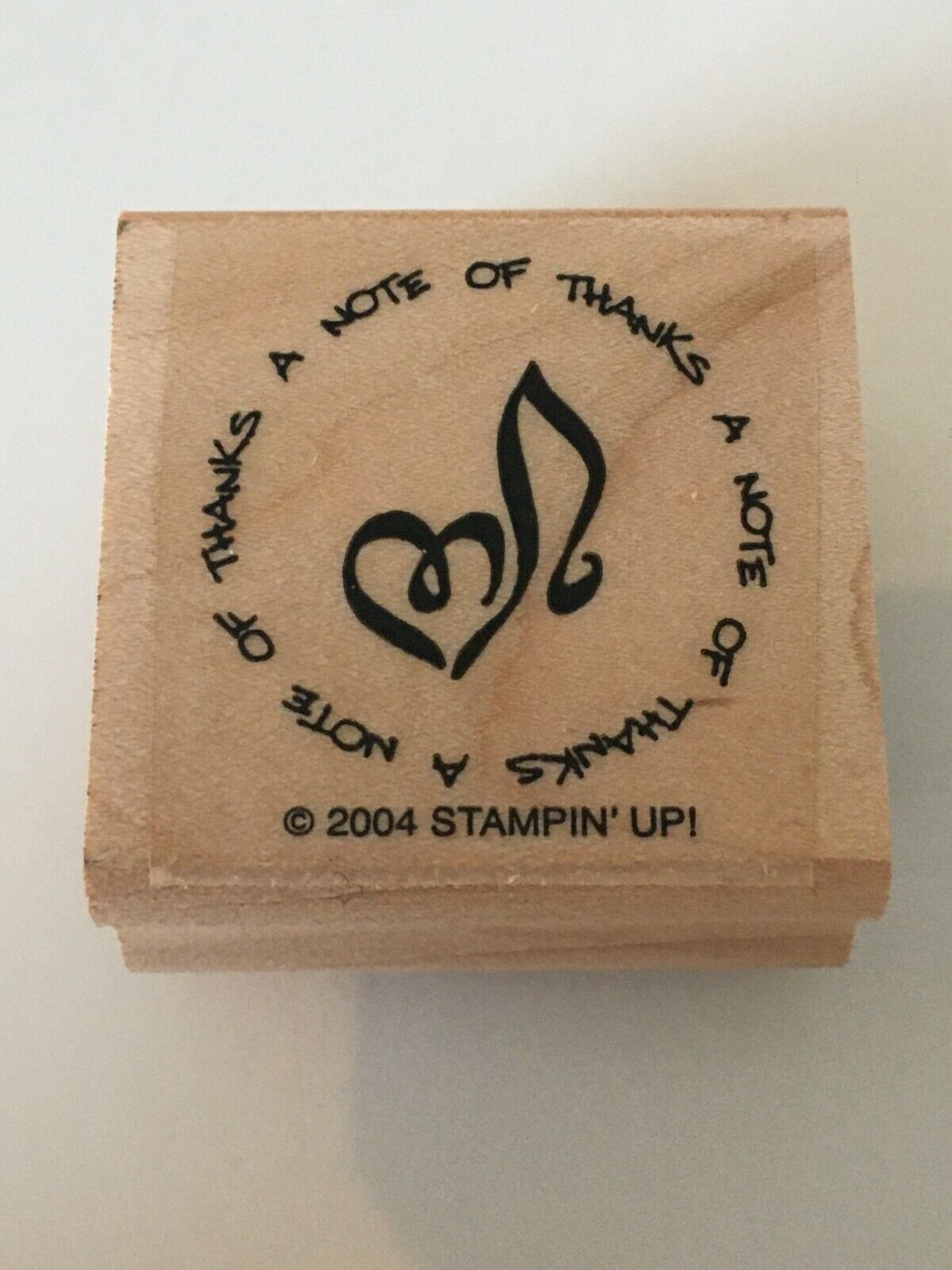 Stampin Up A Note of Thanks Rubber Stamp Music Heart Circle Card Making
