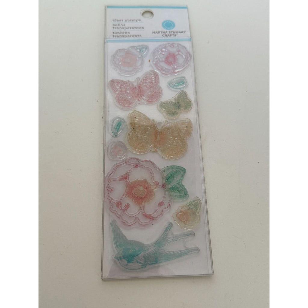 Martha Stewart Crafts Clear Stamps Vintage Garden Butterfly Flower Bird Designs