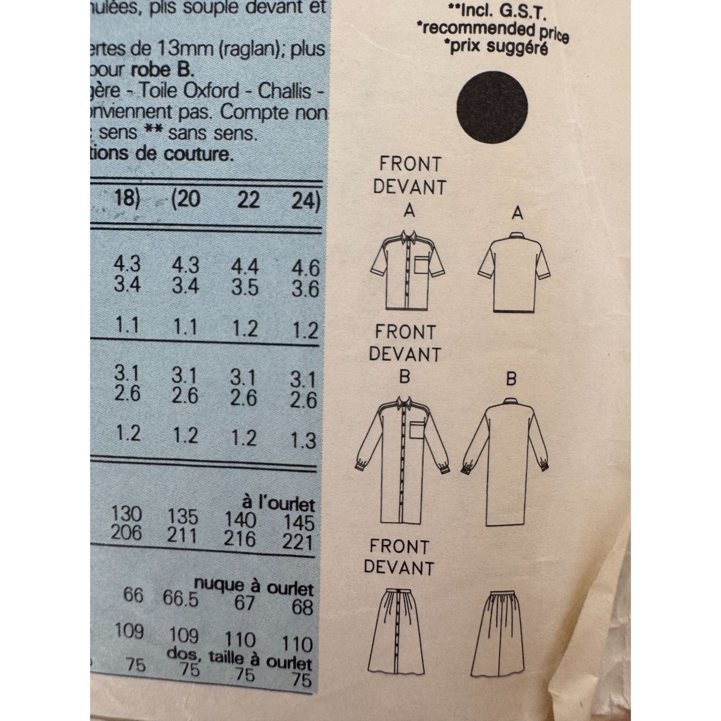 Butterick 3902 Sewing Pattern Dress Top Skirt Misses Sizes 14-18 Easy Uncut Vintage Style