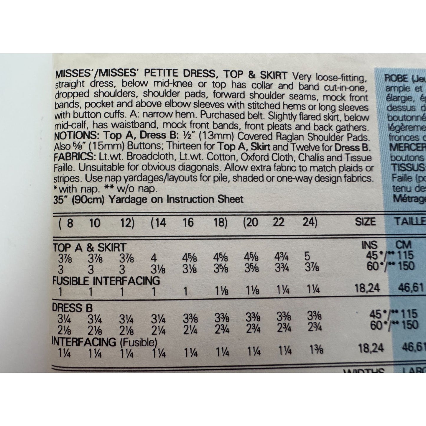 Butterick 3902 Sewing Pattern Dress Top Skirt Misses Sizes 14-18 Easy Uncut Vintage Style